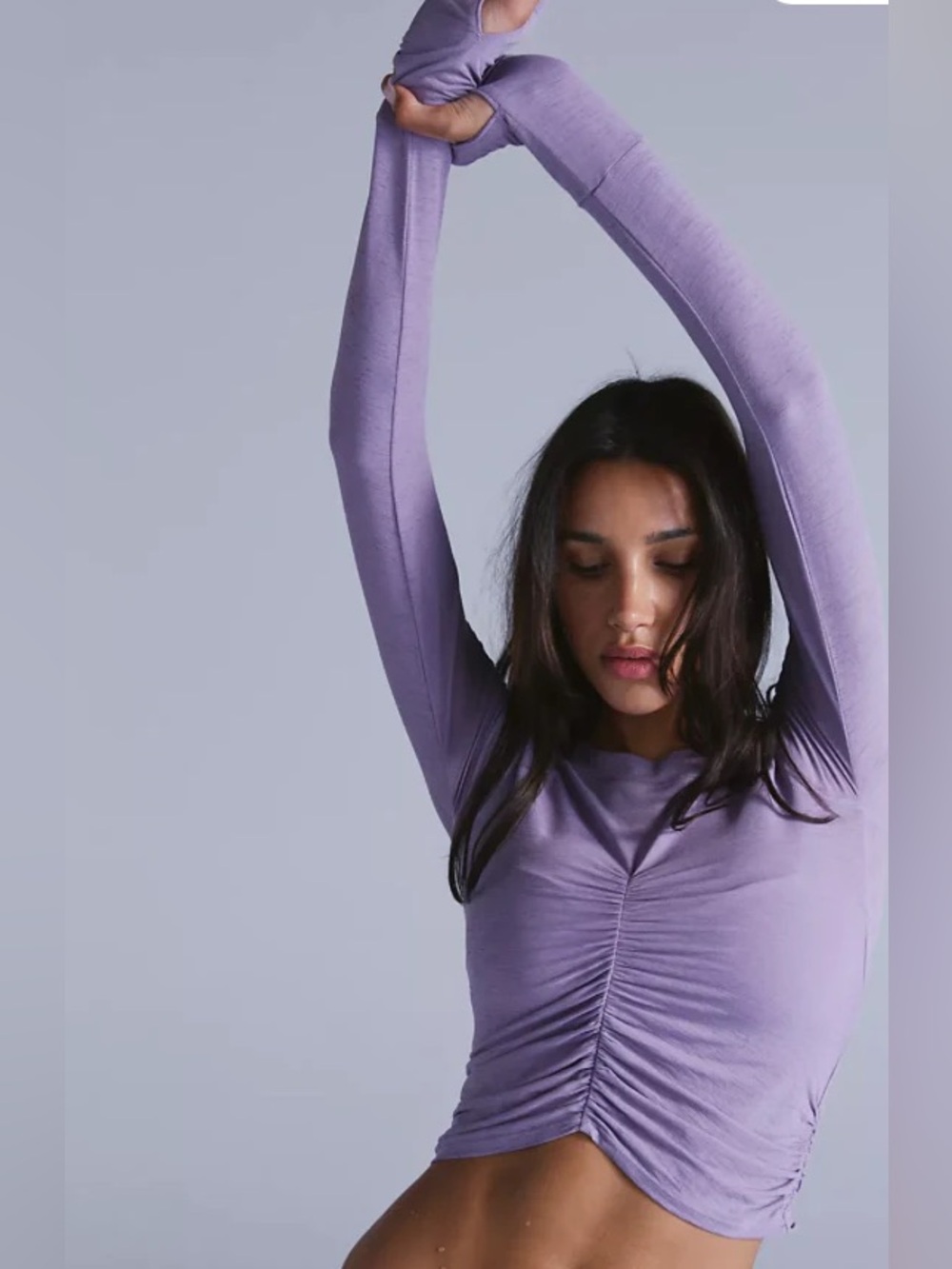 FP MOVEMENT Tempo Ruched Long Sleeve NWT Gem Lavender Purple